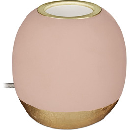 Relaxdays Dekoleuchte Beton, Tischlampe ohne Schirm, HxD 9 x 9 cm, E27 Fassung, langes Kabel, runde Betonlampe, (Rosa)