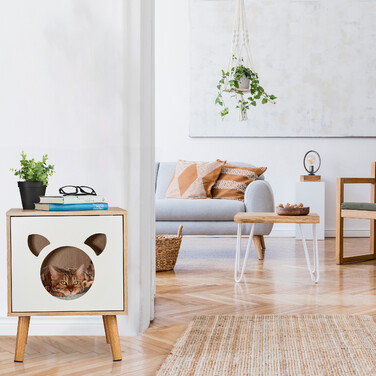 Relaxdays Katzenschrank mit aufklappbarer Tür