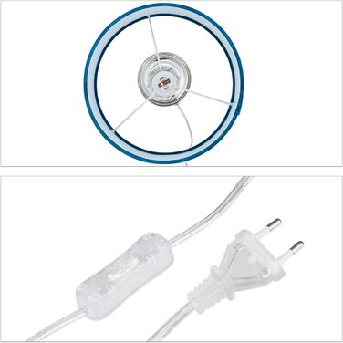 Relaxdays Tischlampe, Samt und Kristall, HxD: 47 x 26 cm, E14-Fassung, Nachttischlampe, indirekte Beleuchtung, blau