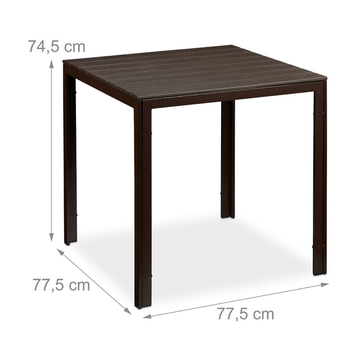Relaxdays Quadratischer Gartentisch Holzoptik
