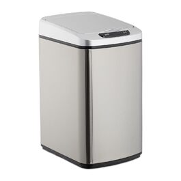 Relaxdays Sensor Mülleimer 12l, eckiger Abfalleimer mit Deckel & Inneneimer, Küche & Bad, Automatik Mülleimer, (Silber)