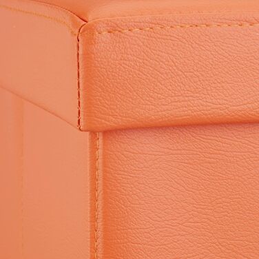 Relaxdays Faltbare Sitzbank XL Kunstleder, 38x114x38 cm, Sitztruhe mit Stauraum, Orange