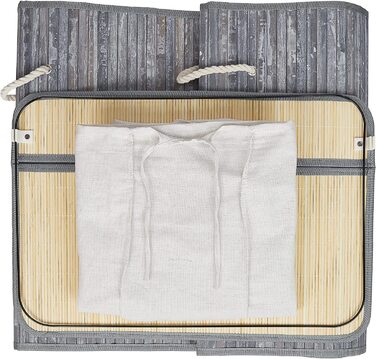Relaxdays Wäschekorb, mit 3 Fächern, mit Deckel, rechteckiger Wäschesammler, HBT: 62 x 62,5 x 42,5 cm, aus Bambus,  10041530_49 (Grau)