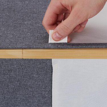 Relaxdays Wäschekorb mit Deckel, 130 l, Wäschesammler Bambus & Polyester, tragbar, atmungsaktiver Wäschesack,  90 10, (65.5x54x33.5 cm, Grau/Weiß)