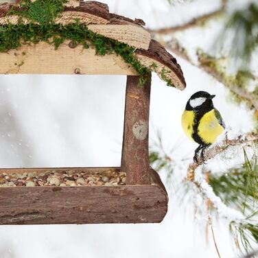 Relaxdays Vogelfutterhaus, Holz, HBT: 19x22x16,5 cm, Garten, Vogelfutterspender, Natur