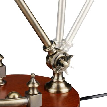 Relaxdays Bankerlampe, neigbarer Glasschirm, Holzfuß, E27-Fassung, Schreibtischlampe Retro, Bibliothekslampe, grün-braun, 42 x 26 x 25 cm
