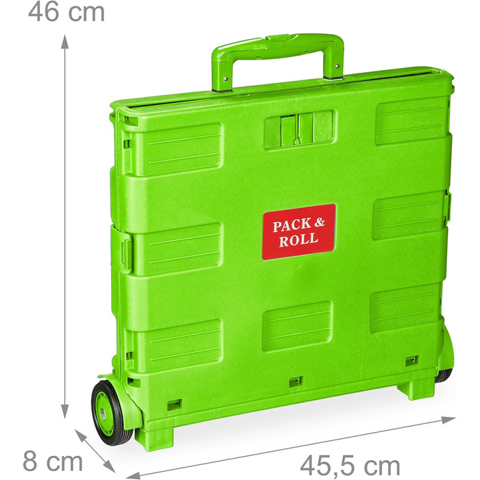 Relaxdays Einkaufstrolley, Klapptrolley, 35 kg, Faltbar, Rolltrolley (Grün)