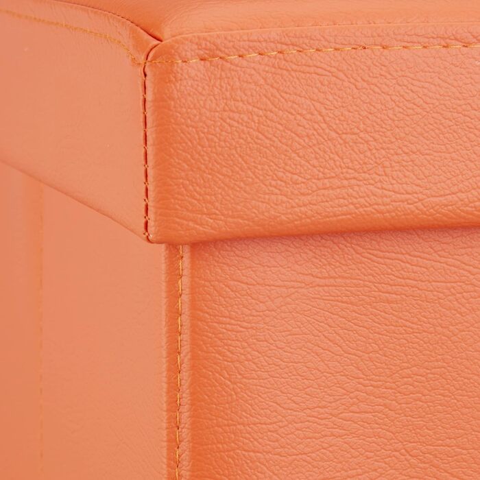Relaxdays Faltbare Sitzbank XL Kunstleder, 38x114x38 cm, Sitztruhe mit Stauraum, Orange