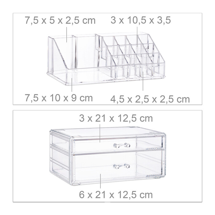 Relaxdays Make-Up Organizer mit 2 Schubladen