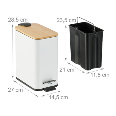 Relaxdays Bad Mülleimer 5 l mit Bambusdeckel