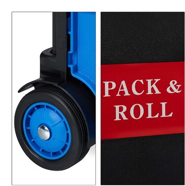 Relaxdays Einkaufstrolley klappbar, Teleskop-Griff, 2 Gummi Rollen, bis 35 kg, Shopping Trolley, Aluminium, ABS, blau