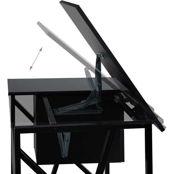 Relaxdays Schreibtisch neigbar, verstellbare Arbeitsfläche, Laptoptisch oder Zeichentisch, HBT 75x110x55cm,  (Schwarz)