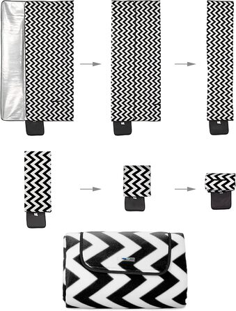 Relaxdays XXL Picknickdecke, 200x300 cm, isoliert, wasserdicht, gemusterte Fleece Stranddecke, Tragegriff, schwarz-weiß