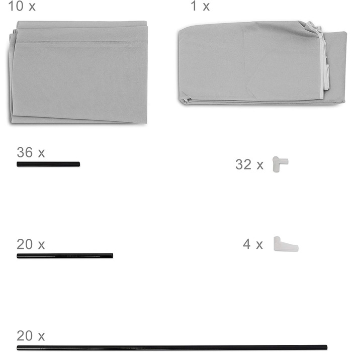 Relaxdays Schuhschrank VALENTIN - 161x88x30cm, 10 Ablagen, Stoffbezug, 45 Paar Schuhe, Anthrazit