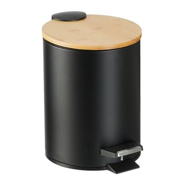 Relaxdays Bad Mülleimer 3 l mit Bambusdeckel