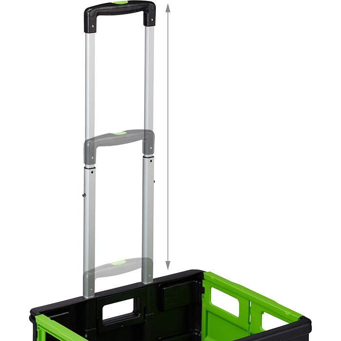 1 x Einkaufstrolley klappbar, Teleskop-Griff, 2 Gummi Rollen, bis 35 kg, Shopping Trolley, Aluminium, ABS, (Grün, 2er Pack)