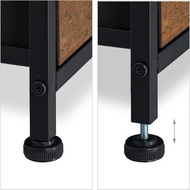 Relaxdays Kommode Industrial, 96,5x60x41,5 cm, Stoff/Metall/Holzoptik, 4 Schubladen, braun/schwarz