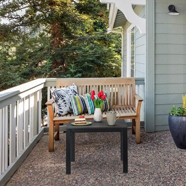 Relaxdays wetterfester Beistelltisch für Balkon, Terrasse & Garten, 39x52x48 cm, klein, Schwarz