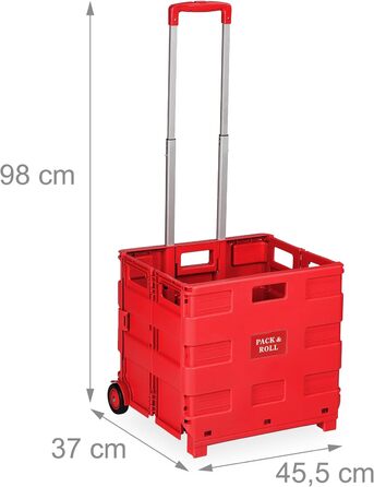 Relaxdays Einkaufstrolley, 35 kg, Faltbar, rot