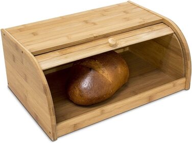Relaxdays Brotkasten Bambus HBT: 16,5 x 40 x 27,5 cm Rollbrotkasten für aromadichte Brot Aufbewahrung Brotkiste mit Rolldecke