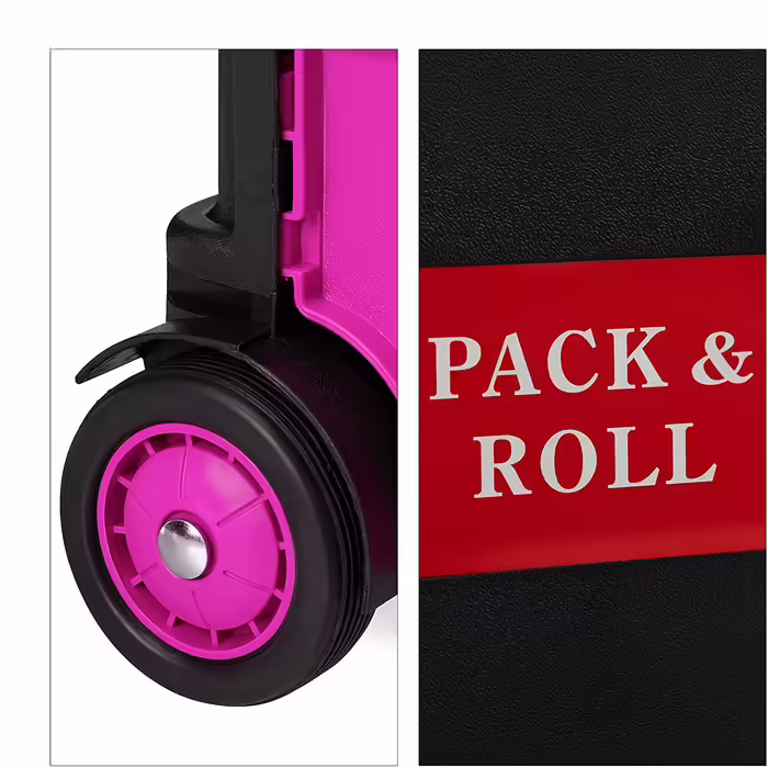Relaxdays Einkaufstrolley klappbar, Teleskop-Griff, 2 Gummi Rollen, bis 35 kg, Shopping Trolley, Aluminium, ABS, pink