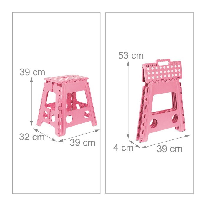 Relaxdays Klapphocker faltbar XL Pink