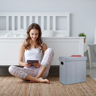 Relaxdays Grauer Sitzhocker mit Stauraum
