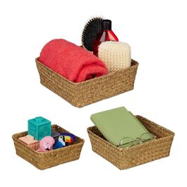 Relaxdays Aufbewahrungskorb Seegras im 3er Set