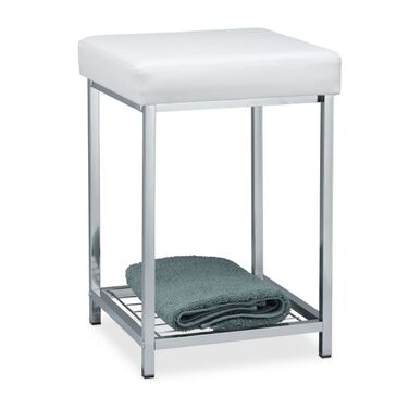 Relaxdays Gepolsterter Hocker mit Ablage Weiß