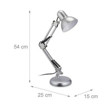 Relaxdays Retro Schreibtischlampe silber