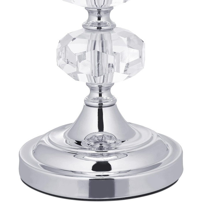 Relaxdays Tischlampe, Samt und Kristall, HxD: 47 x 26 cm, E14-Fassung, Nachttischlampe, indirekte Beleuchtung, rosa