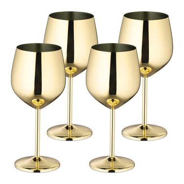 Relaxdays Weingläser Edelstahl 4er Set