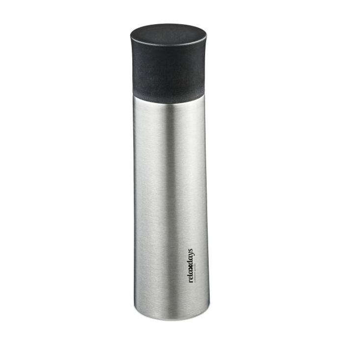 Relaxdays Trinkflasche Edelstahl 500 ml mit Becher