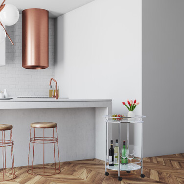 Relaxdays Runder Servierwagen Chrom & Glas