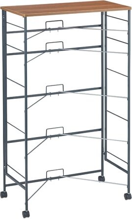 Relaxdays Roll-Schubladenschrank, 6 Stoffschubladen, Holzoptik, 74,5x58x30 cm, grau (Design C)