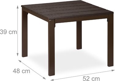 Relaxdays wetterfester Beistelltisch für Balkon, Terrasse & Garten, 39x52x48 cm, Braun
