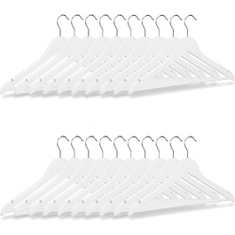 Relaxdays Kleiderbügel Set Holz, 20er Pack Garderobenbügel, Hemden & Hosen, 360° drehbar, Bügel HxB 23 x 44 cm, (Weiß)