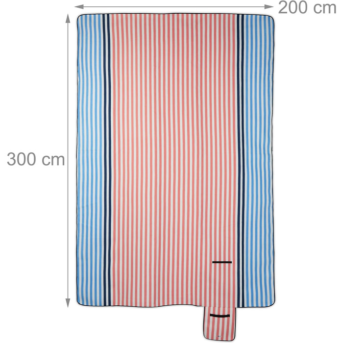 Relaxdays Picknickdecke, XXL, 200 x 300 cm, weiche Fleecedecke, wasserdicht und wärmeisolierend, Strandunterlage, bunt, 80% Polyester 10% Aluminium 10% Schaumstoff 200 x 300 cm Bunt