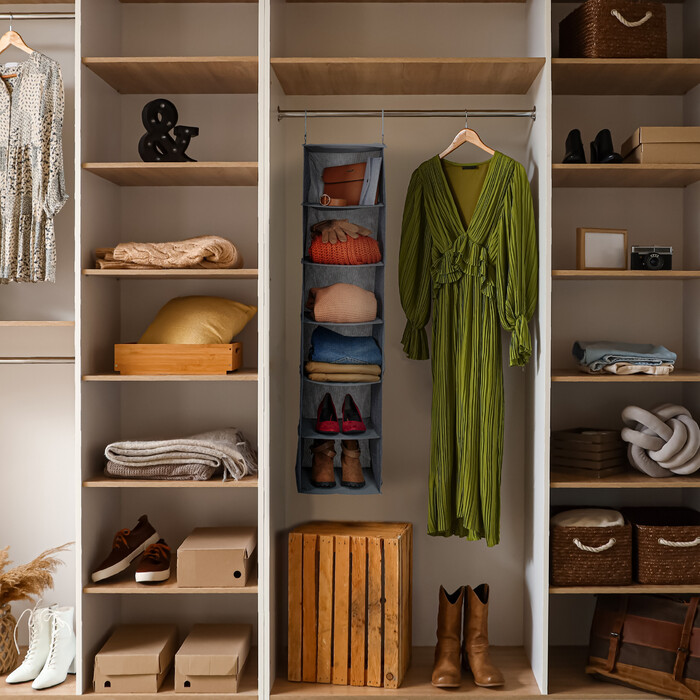Relaxdays Kleiderschrank Hängeregal mit 6 Fächern