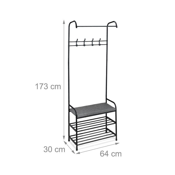 Relaxdays Garderobe mit Schuhablage & Sitzbank