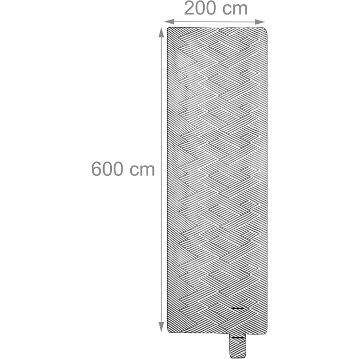 Relaxdays XXL Picknickdecke, 600x200 cm, isoliert, wasserdicht, Fleece Stranddecke, Tragegriff, Zickzack, weiß/grau