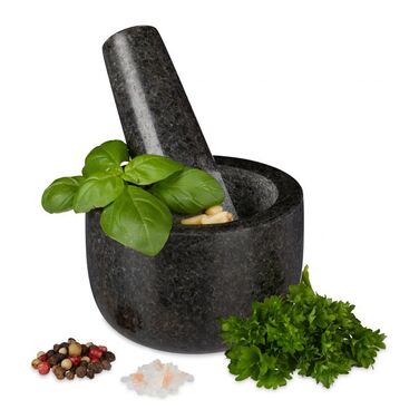 Relaxdays Granit Mörser mit Stößel klein