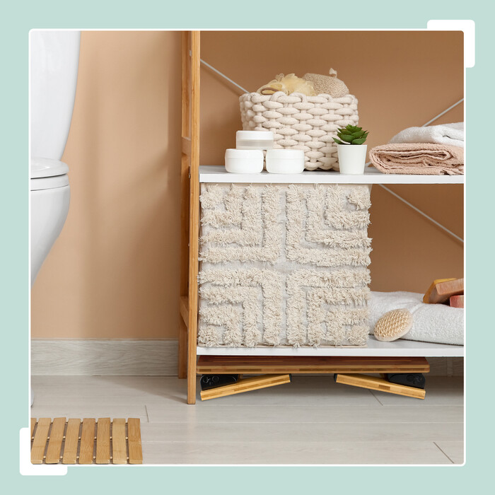 Relaxdays Klappbarer Toilettenhocker aus Bambus