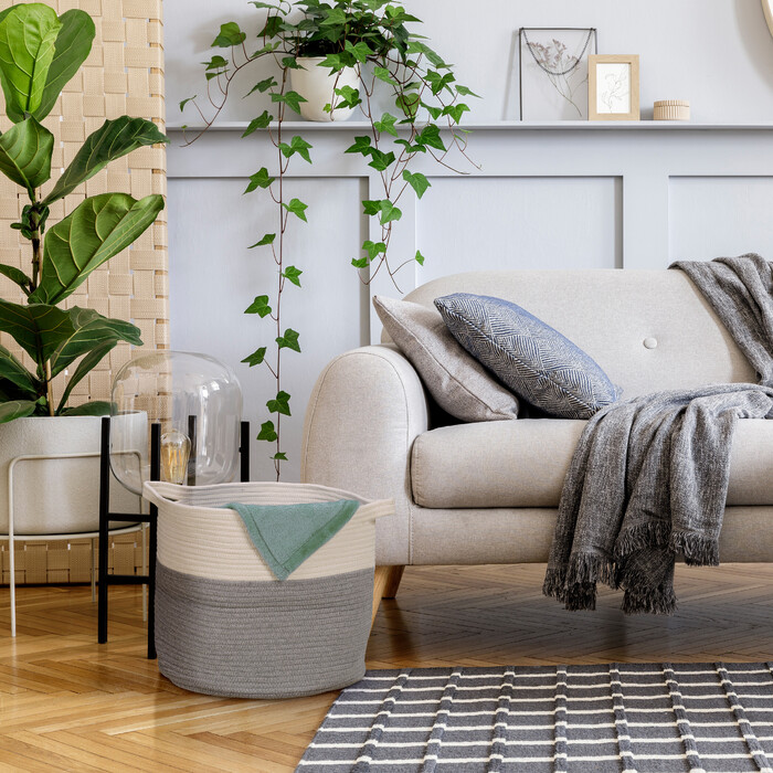 Relaxdays Aufbewahrungskorb aus Baumwolle