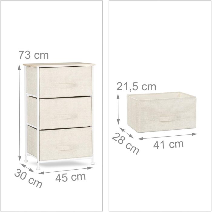 Relaxdays Regalsystem, 5 Schubladen, Metall/Holz, 77,5x83x29 cm, beige, Design A