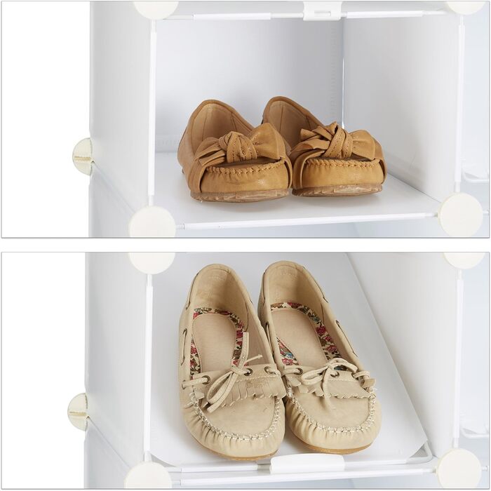 Relaxdays Schuhregal 8 Fächer, DIY, HxBxT 77x54x37cm, weiß