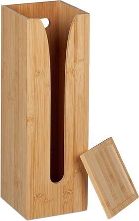 Relaxdays Toilettenpapierhalter Set, Bambus, 4 Rollen, WC-Rollenhalter Wandmontage & Ersatzrollenhalter stehend, natur