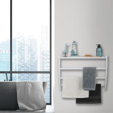 Relaxdays Weißer Handtuchhalter für die Wand