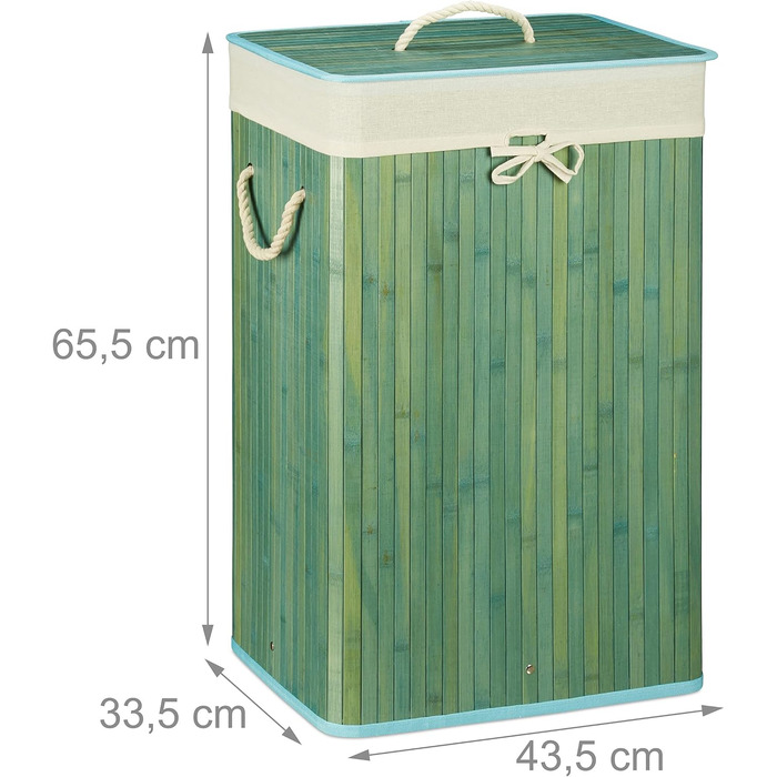 1 x Wäschekorb Bambus, mit Deckel, rechteckig, XL, 83 L, faltbarer Wäschesammler, HxBxT: 65,5 x 43,5 x 33,5 cm, violett