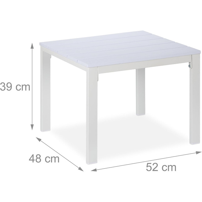 Relaxdays Beistelltisch Balkon, wetterfest, für Terrasse & Garten, 39x52x48 cm, Outdoortisch, Weiß